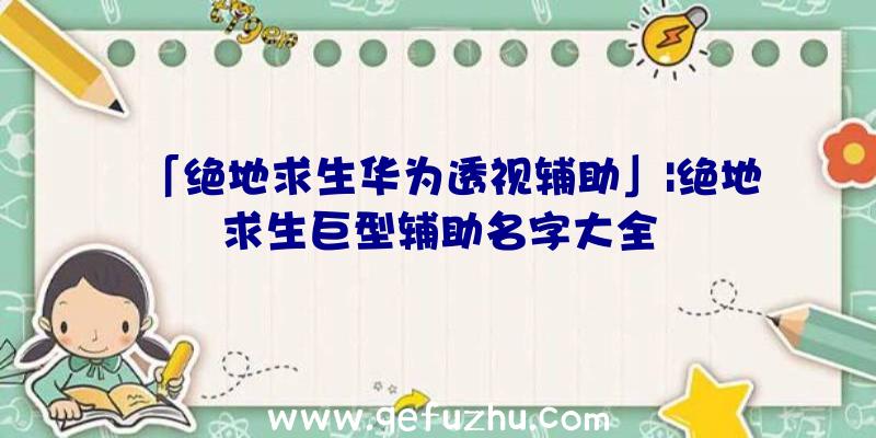 「绝地求生华为透视辅助」|绝地求生巨型辅助名字大全